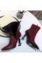 Yves Saint Laurent Opyum Ankle Boots In Smooth Leather With Black Heel Red