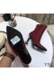 Yves Saint Laurent Opyum Ankle Boots In Smooth Leather With Black Heel Red