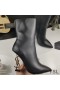 Yves Saint Laurent Opyum Ankle Boots In Smooth Leather With Bronze Snake Heel Black