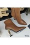 Yves Saint Laurent Opyum Ankle Boots In Smooth Leather With Bronze Snake Heel Brown