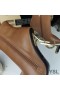 Yves Saint Laurent Opyum Ankle Boots In Smooth Leather With Bronze Snake Heel Brown