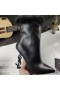 Yves Saint Laurent Opyum Ankle Boots In Smooth Leather and Mink Fur With Black Heel Black