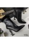 Yves Saint Laurent Opyum Ankle Boots In Smooth Leather and Mink Fur With Black Heel Black