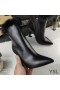 Yves Saint Laurent Opyum Ankle Boots In Smooth Leather and Mink Fur With Black Heel Black