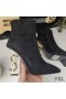 Yves Saint Laurent Opyum Ankle Boots In Suede With Bronze Snake Heel Black