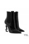 Yves Saint Laurent Opyum Booties In Patent Leather with Black Heel Black