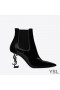 Yves Saint Laurent Opyum Booties In Patent Leather with Black Heel Black