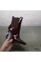 Yves Saint Laurent Opyum Booties In Patent Leather with Black Heel Burgundy