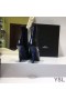 Yves Saint Laurent Opyum Booties In Patent Leather with Blue Heel Black