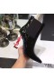 Yves Saint Laurent Opyum Booties In Patent Leather with Red Heel Black