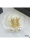 Yves Saint Laurent Opyum Pearl Earrings In Metal And Crystal Gold