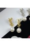 Yves Saint Laurent Opyum Pearl Earrings In Metal And Crystal Gold