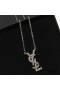 Yves Saint Laurent Opyum Pendant Necklace In Metal and Crystal Silver