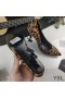 Yves Saint Laurent Opyum Pumps In Leopard Suede with Black Heel Brown