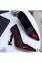 Yves Saint Laurent Opyum Pumps In Patent Leather with Black Heel Burgundy