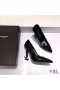 Yves Saint Laurent Opyum Pumps In Patent Leather with Blue Heel Black