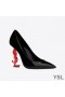 Yves Saint Laurent Opyum Pumps In Patent Leather with Red Heel Black