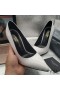 Yves Saint Laurent Opyum Pumps In Smooth Leather with Black Heel White