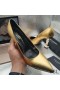Yves Saint Laurent Opyum Pumps In Smooth Leather with Gold Heel Gold