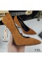 Yves Saint Laurent Opyum Pumps In Suede with Gold Heel Brown