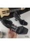 Yves Saint Laurent Opyum Sandals In Embossed Calfskin With Black Heel Black