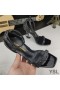 Yves Saint Laurent Opyum Sandals In Glitter Leather with Black Heel Black