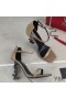 Yves Saint Laurent Opyum Sandals In Patent Leather with Black Heel Apricot
