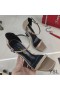 Yves Saint Laurent Opyum Sandals In Patent Leather with Black Heel Apricot