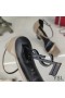 Yves Saint Laurent Opyum Sandals In Patent Leather with Black Heel Apricot