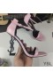 Yves Saint Laurent Opyum Sandals In Patent Leather with Black Heel Pink