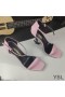Yves Saint Laurent Opyum Sandals In Patent Leather with Black Heel Pink