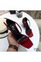 Yves Saint Laurent Opyum Sandals In Patent Leather with Black Heel Red
