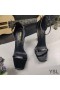 Yves Saint Laurent Opyum Sandals In Patent Leather with Gold Heel Black