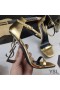 Yves Saint Laurent Opyum Sandals In Patent Leather with Gold Heel Gold