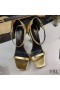 Yves Saint Laurent Opyum Sandals In Patent Leather with Gold Heel Gold