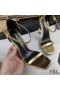 Yves Saint Laurent Opyum Sandals In Patent Leather with Gold Heel Gold