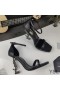 Yves Saint Laurent Opyum Sandals In Smooth Leather With Bamboo Heel Black