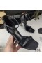 Yves Saint Laurent Opyum Sandals In Smooth Leather With Bamboo Heel Black