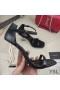 Yves Saint Laurent Opyum Sandals In Smooth Leather with Gold Heel Black