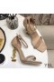 Yves Saint Laurent Opyum Sandals In Suede With Gold Heel Apricot