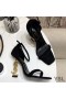 Yves Saint Laurent Opyum Sandals In Suede With Gold Heel Black