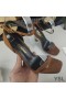 Yves Saint Laurent Opyum Sandals In Suede with Gold Heel Brown