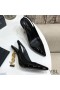 Yves Saint Laurent Opyum Slingback Pumps In Patent Leather with Gold Heel Black