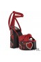 Yves Saint Laurent Paige Platform Sandals In Leather with Hearts Motif Red