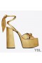 Yves Saint Laurent Paige Platform Sandals In Smooth Leather Gold