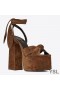 Yves Saint Laurent Paige Platform Sandals In Suede Brown