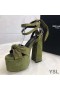 Yves Saint Laurent Paige Platform Sandals In Suede Green