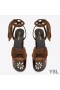 Yves Saint Laurent Paige Platform Sandals In Suede With Floral Motif Brown