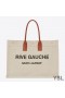 Yves Saint Laurent Rive Gauche Tote In Linen And Leather Beige