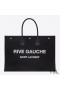 Yves Saint Laurent Rive Gauche Tote In Linen And Leather Black